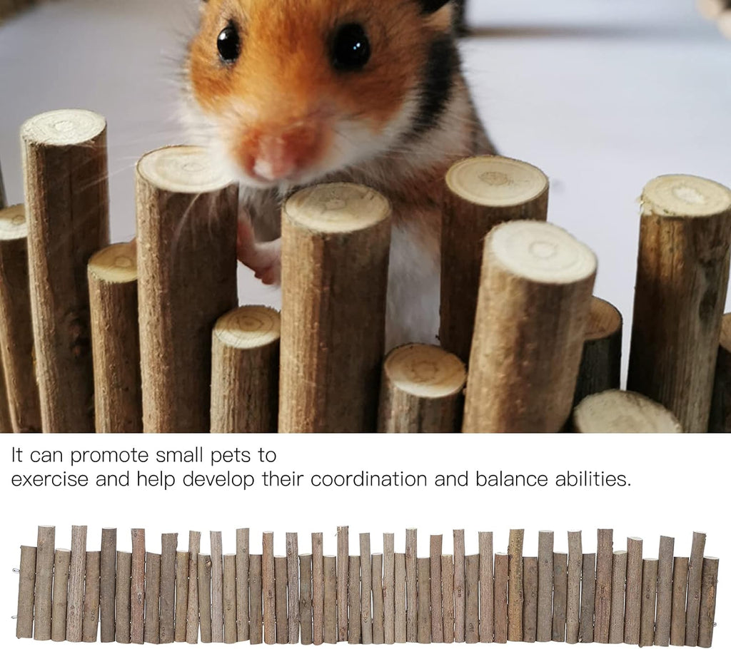 Ejoyous Hamster Wooden Bridge, Wood Ladder Hamster Fence Hideout Cage Bedding Climbing Toys for Syrian Hamsters Gerbil Small Animals (60CM Fence)