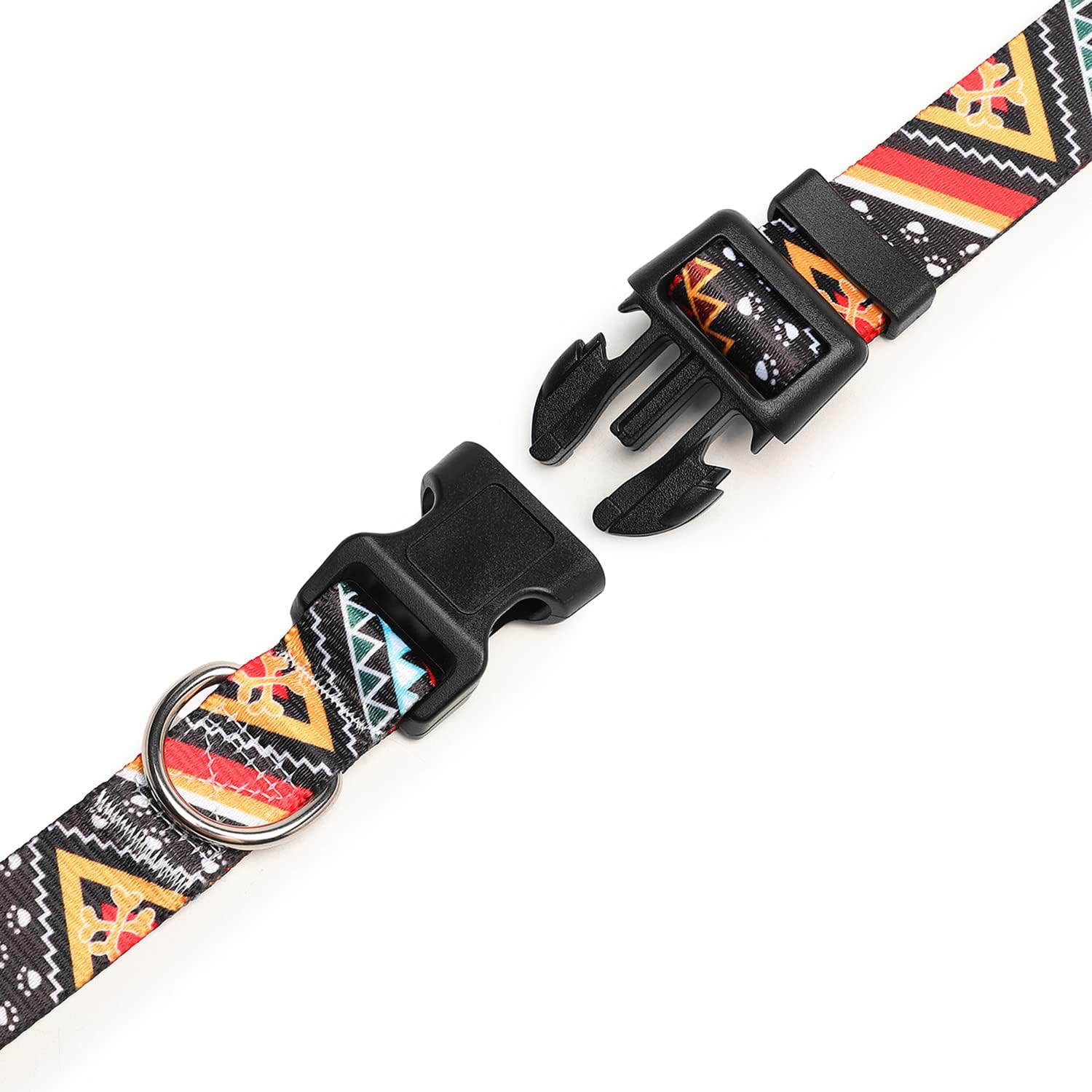Mercano Adjustable Dog Collar - Special Design Patterns, Soft Nylon Comfortable Durable Pet Collar for Small Medium Large Dogs (L, Ethnic Gold)