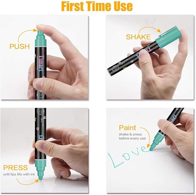 Timart Vintage 8 Pack Liquid Chalk Markers, Bold Wet & Dry Erase Marker Pens for Chalkboards Signs, Blackboards, Windows, Glass- 6mm Reversible Tip, with Chalkboard Labels