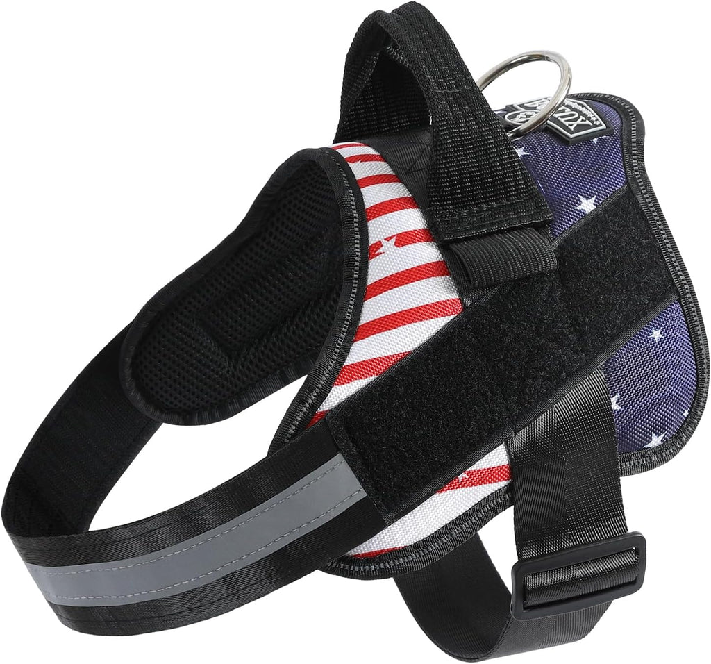 Bolux Dog Harness, No-Pull Reflective Dog Vest, Breathable Adjustable Pet Harness with Handle for Outdoor Walking - No More Pulling, Tugging or Choking (Flag, Medium)
