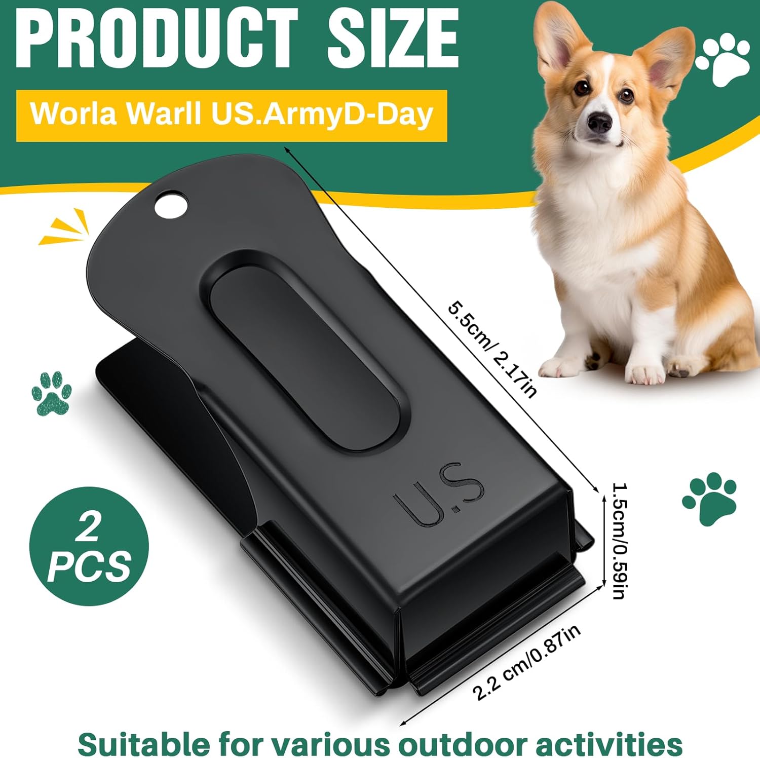 2 Pieces Brass Pet Training Clicker Signaling Cricket Clicker Metal Dog Clicker for Puppy Cats Trainer Pet Owners (Black)