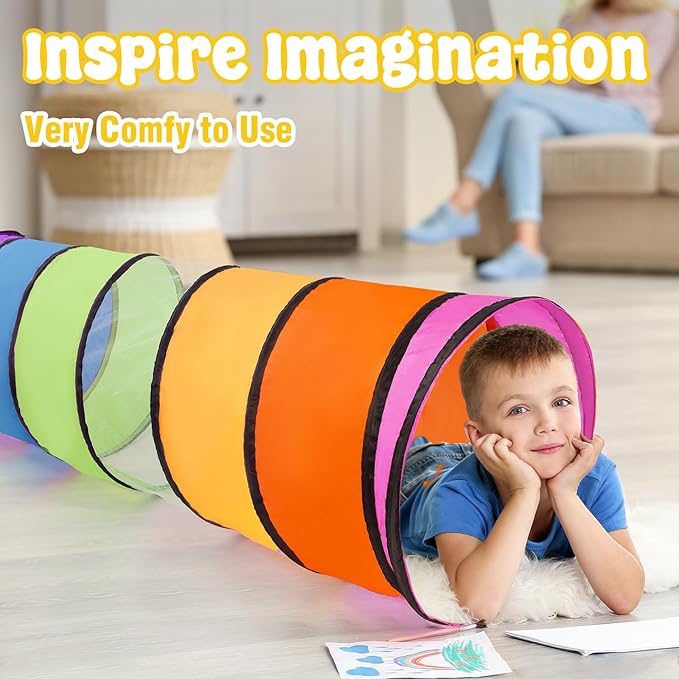 2 Pack Kids Play Tunnel, Pop Up Crawl Through Tunnel Play Tent - Image 6