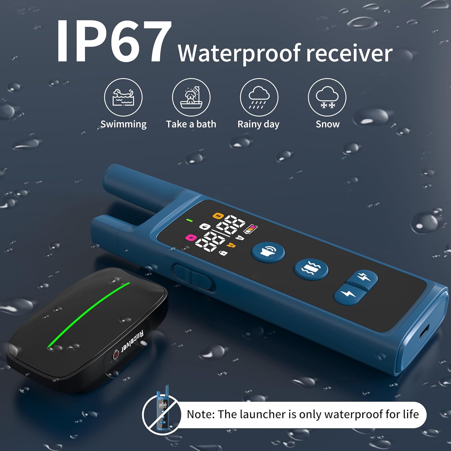 Dog Training Shock Collar 4000FT Dog Bark Collar with Remote IP67 Waterproof 4 Training Modes Beep Vibration Shock Light Mode Magnetic Charger Electric Dogs Collar 8-25 inches Double Shock Sea Blue