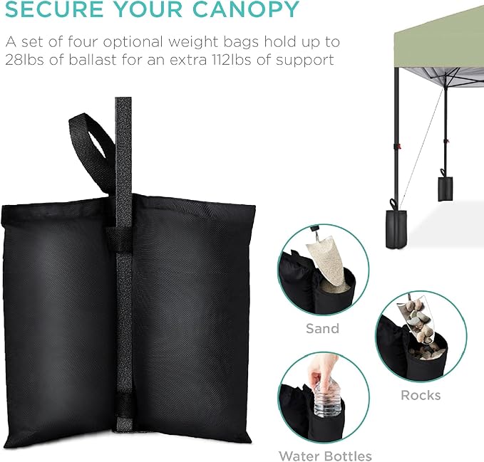 Best Choice Products 10x10ft 1-Person Setup Pop Up Canopy Tent Instant Portable Shelter w/ 1-Button Push, Case, 4 Weight Bags - Sage Green