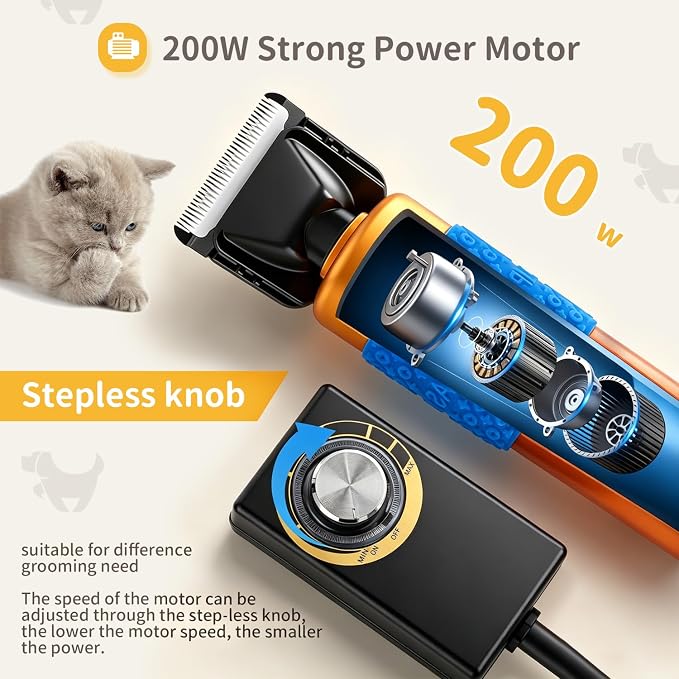 CGOLDENWALL Dog Hair Clipper for Grooming 200W Pet Clipper Kit - Image 2
