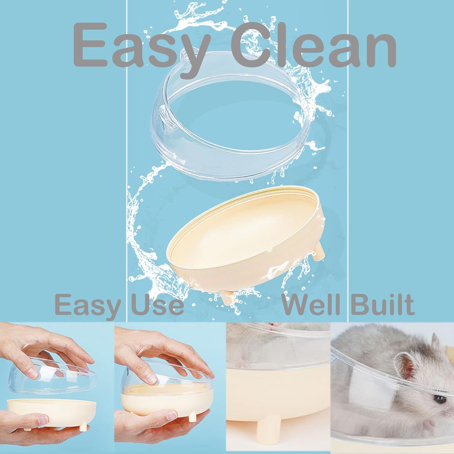 Meow&Woof Hamster Sand Bath Container, Large Sandbox Toilet Gerbil Batheoom, Tiny Chinchilla Dust Bathtub Sand Bath Box for Hamster Cage Accessories 6.5 Inch-Pink