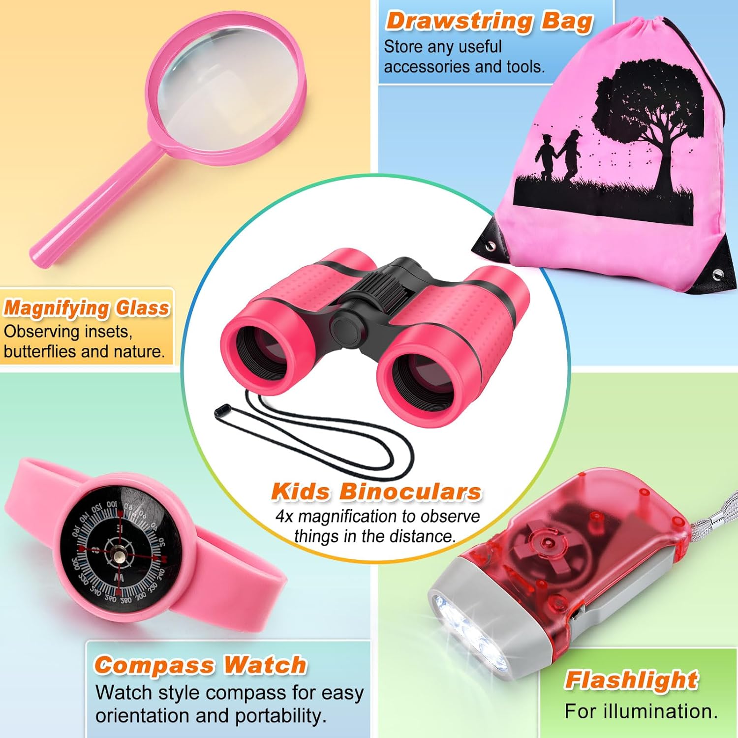 Kids Explorer Kit & Bug Catcher Kit, Camping Gear for Kids, Outdoor Exploration Set with Backpack & Binoculars, Ideal Outdoor Adventure Toys for Boys Girls 3-12