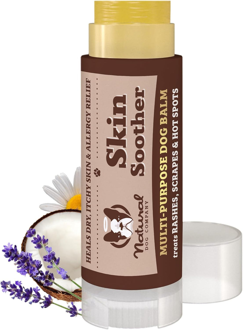 Natural Dog Company Skin Soother Balm for Irritation, Allergy & Itch Relief for Dogs, Hot Spot Treatment, Dog Moisturizer for Dry Skin, Healing Ointment, Coconut Oil & Vitamin E (0.15oz Travel Stick)