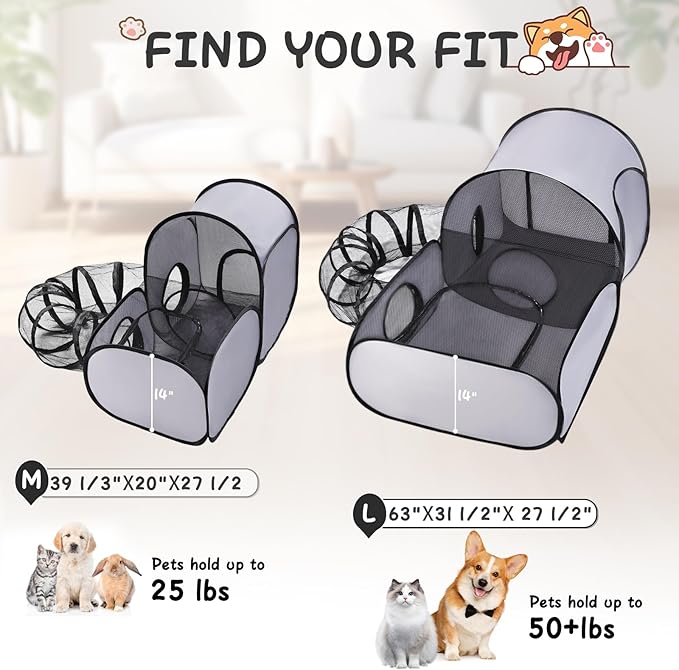 Tailtastic Pet Playpen with Surround Tunnel, Outdoor/Indoor Cat Playpen with - Image 3