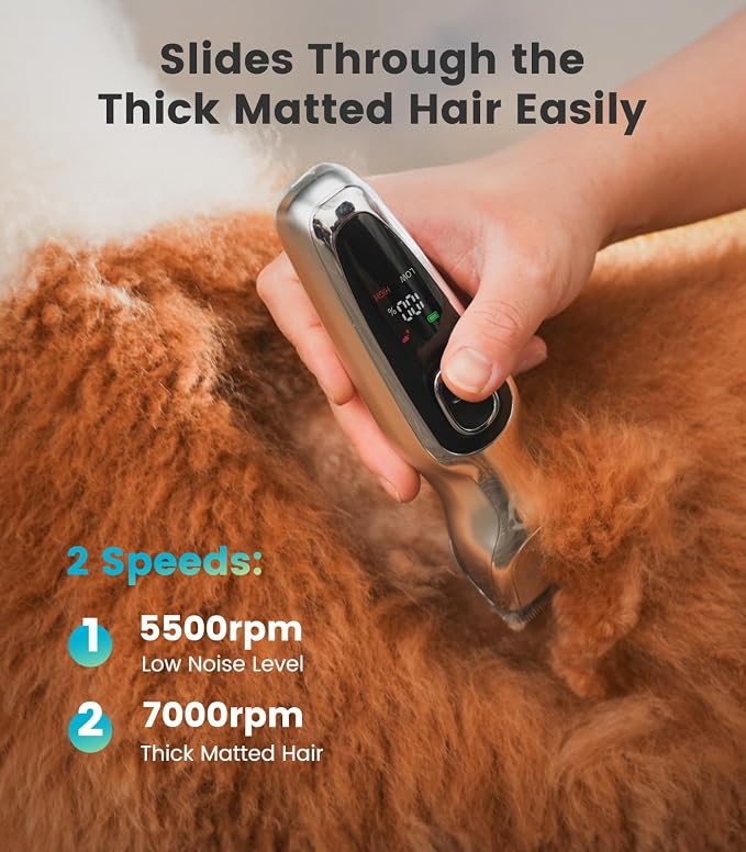 oneisall Dog Clippers for Grooming Thick Hair, Low Noise Cordless Dog Shavers - Image 2