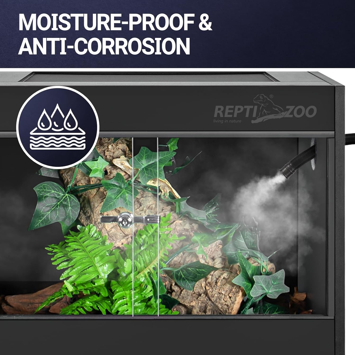 REPTI ZOO 68 Gallon PVC Reptile Terrariums, 48x18x18 Reptile Tanks Enclosure for Bearded Dragon Ball Python Snake Gecko, PVC Reptile Lounge Habitat with Glass Sliding Door & Top Screen Ventilation