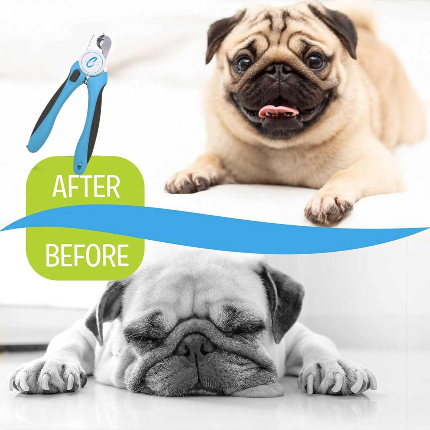 Pet Nail Clippers, Stainless Steel, Ergonomic Non Slip Design, Safe Home Pet Grooming for Cats and Dogs (Blue)