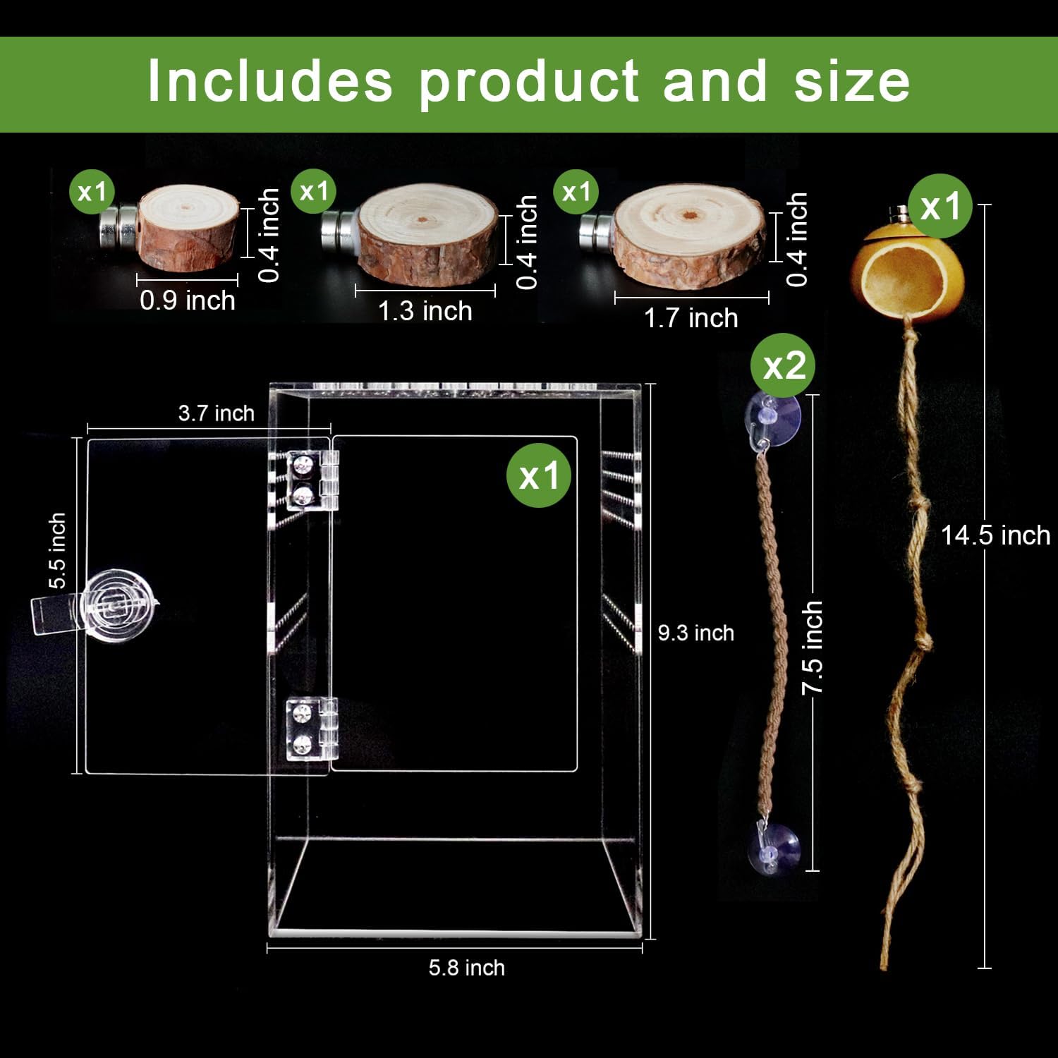 Spider Terrarium Kit, Jumping Spider Enclosure with Hideout, Rope Bridge, Ledge Ladder, Micro Habitat Terrarium for Small Tree Dwelling Reptiles, Arboreal Tarantula Enclosure (6x6x9 Inches)
