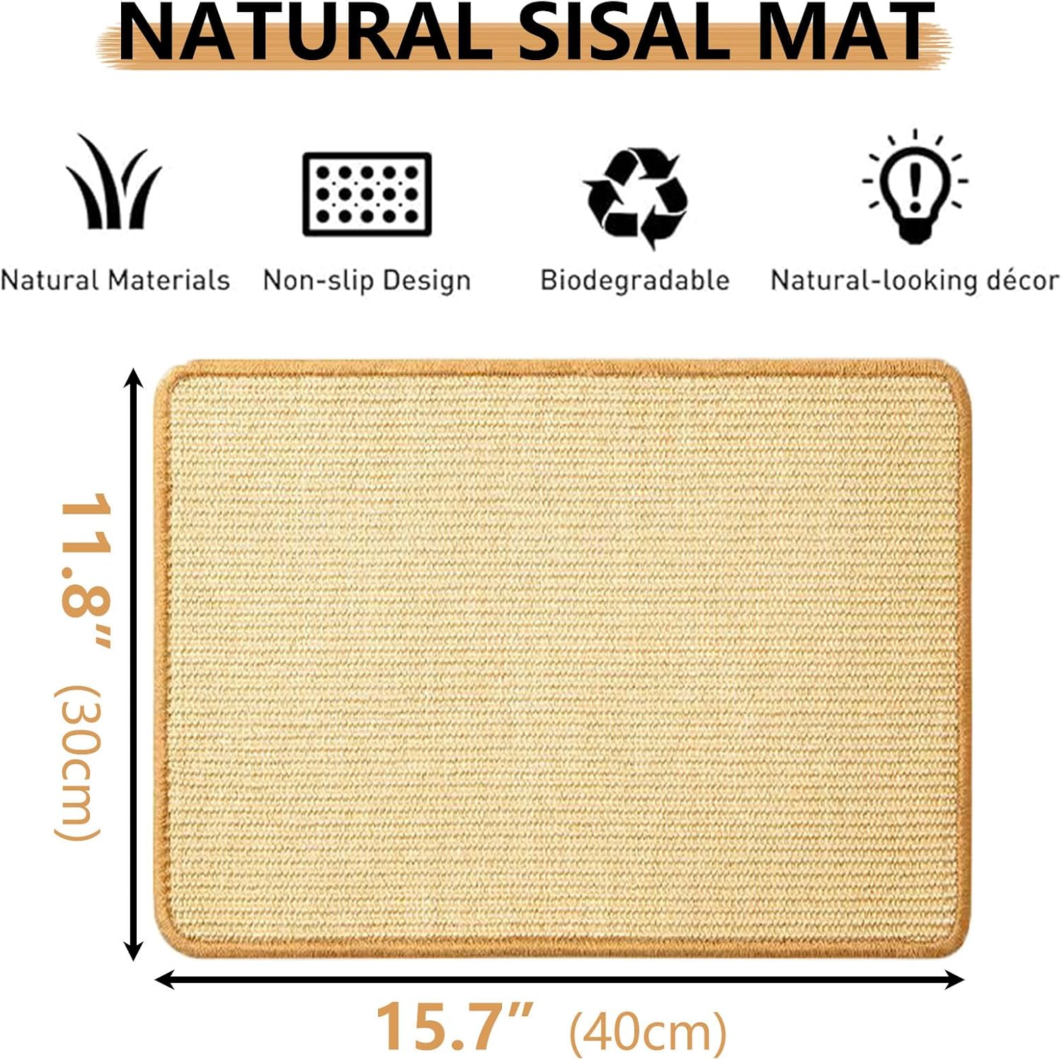 Oncpcare 2PCS Rabbit Scratch Mat Natural Bunny Scratching Pad Claws and Teeth Care Rabbit Mats for Cages Chew Toys for Bunny Pet Cage Bedding for Biting Sleeping Nesting, 16x12