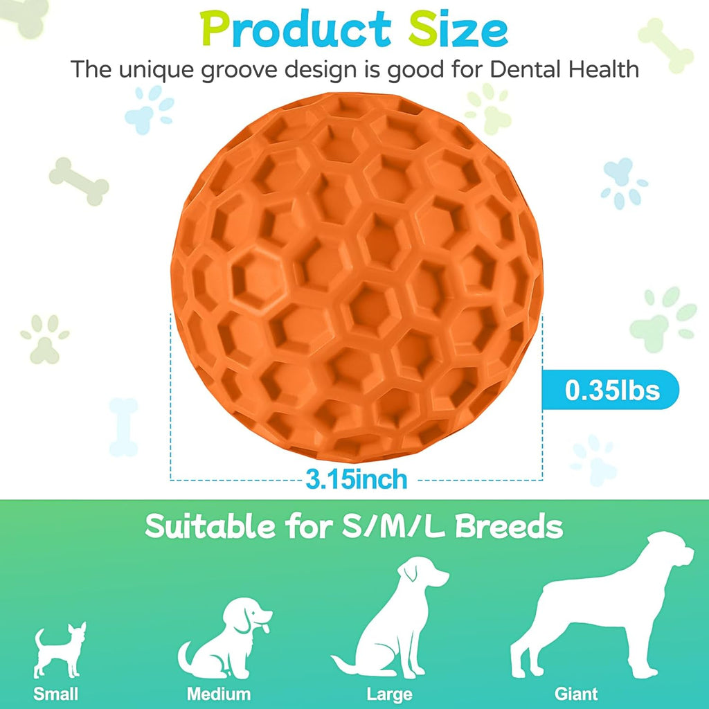 LUKITO Dog Chew Toys, Dog Toys for Aggressive Chewers Large Breed, Interactive Squeaky Balls, Tough Dog Toys with Natural Rubber for Large and Medium Small (3 Balls)