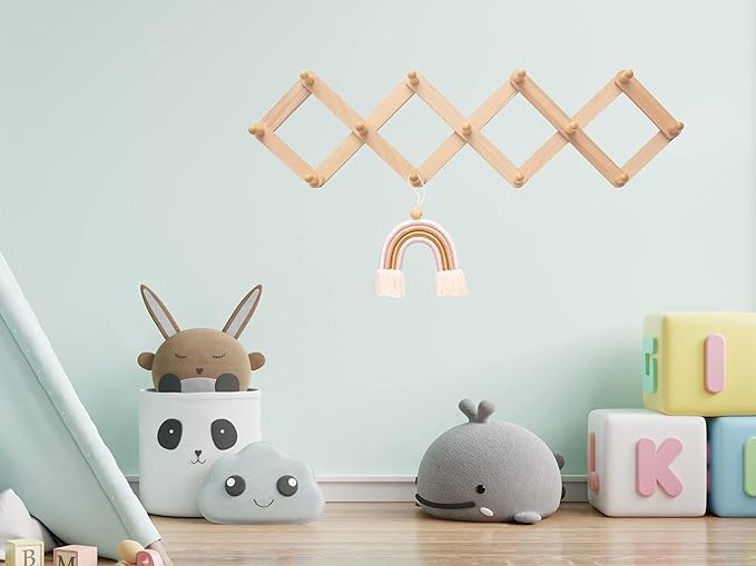 Mila Millie Macrame Wall Hanging | Handmade Woven Tassel Ornament for Home or Nursery Baby Kids Room Decor | Boho Nordic Scandinavian Style (Pink Gold)