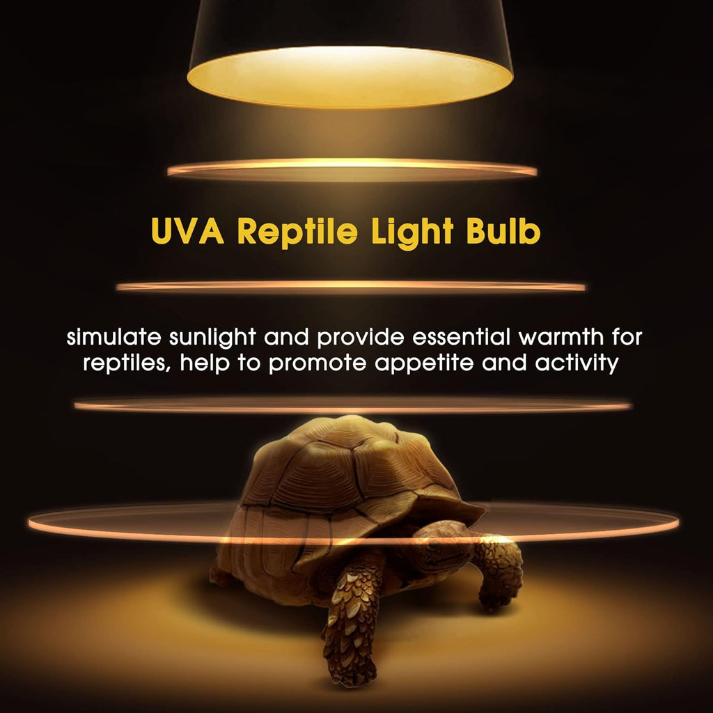 Reptile Heat Bulb [2 Pack], Reptile Light Bulbs 50W UVA UVB, Dimmable Heat Lamp Bulbs Basking Spot Light Bulb for Reptiles, Amphibian, Bearded Dragon, Lizard, Chicken