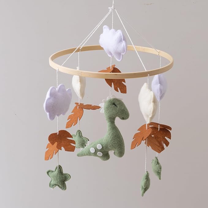 GOODMOM Dinosaur Baby Crib Mobile | Boys Nursery Decoration | Wooden Mobile for Crib | Dinosaur Nursery Mobile Theme | Newborn Baby Stuff | Baby Shower Gift for Boys & Girls | Easy Assembly & Durable