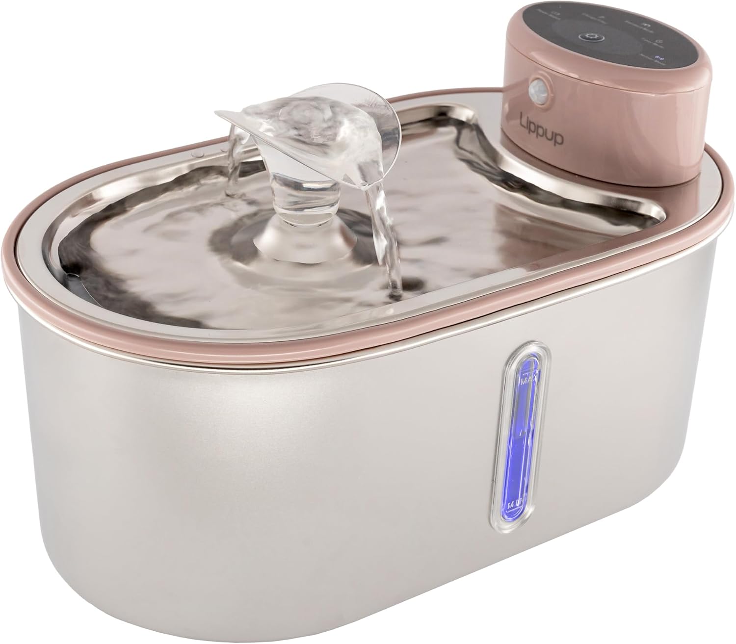 Wireless Cat Water Fountain Stainless Steel, 5200mAh Battery, Ultra Quiet, Automatic Pet Water Dispenser, 108oz/3.2L, Two Flow Modes, BPA-Free, Multi-Filtration, Includes 2 Filters- Creamy