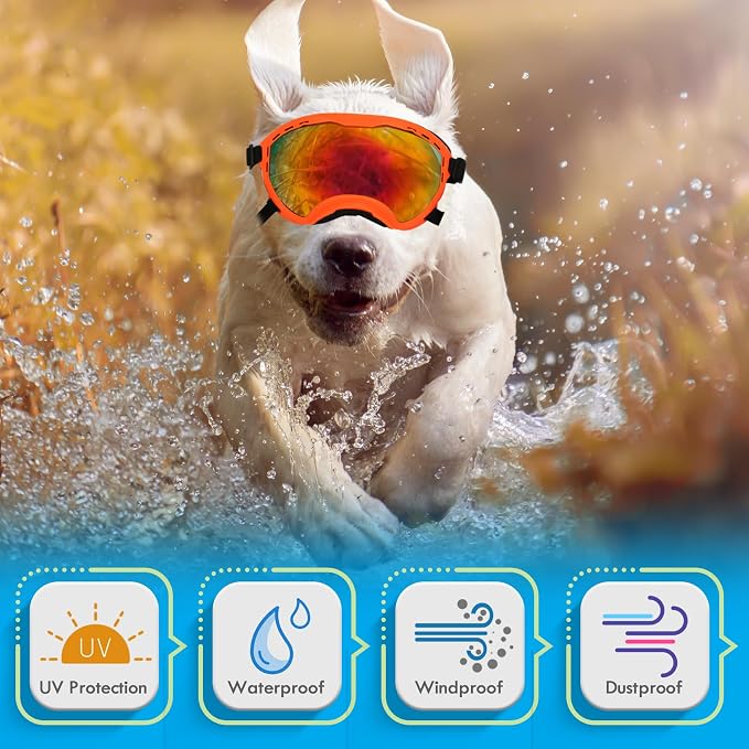 Dog Goggles for Large Dogs, UV Wind Dust Fog Protection, Soft Frame Adjustable - Image 3