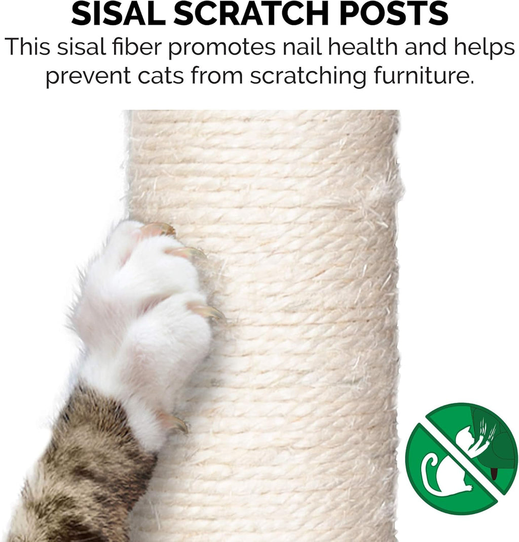 Furhaven 69.3" Tall Cat Tree for Indoor Cats, Ft. Sisal Scratching Posts, 2x Cat Condos, & Toys - Tiger Tough Double Decker Interactive Playground Tower - Cream, One Size