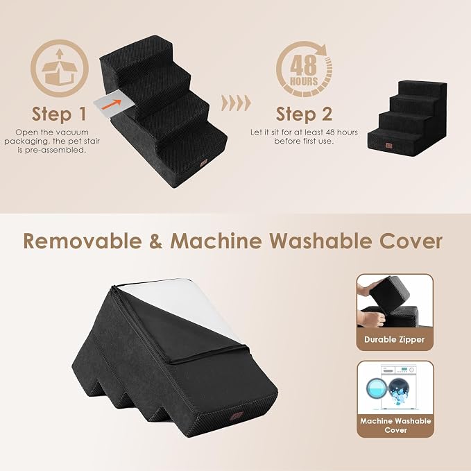 EHEYCIGA Dog Stairs for Bed 18" H, 4-Step Dog Steps for High Bed, Pet Steps for - Image 6