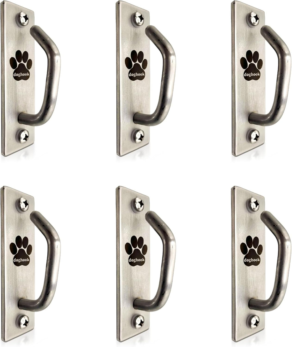 Canine Hitch- Secure Dog Leash Parking Mounted Indoor – Outdoor Wall Hook - Tie Out Stainless Steel Practical Lead Management for Home & Business, Slim Compact 6 Pack