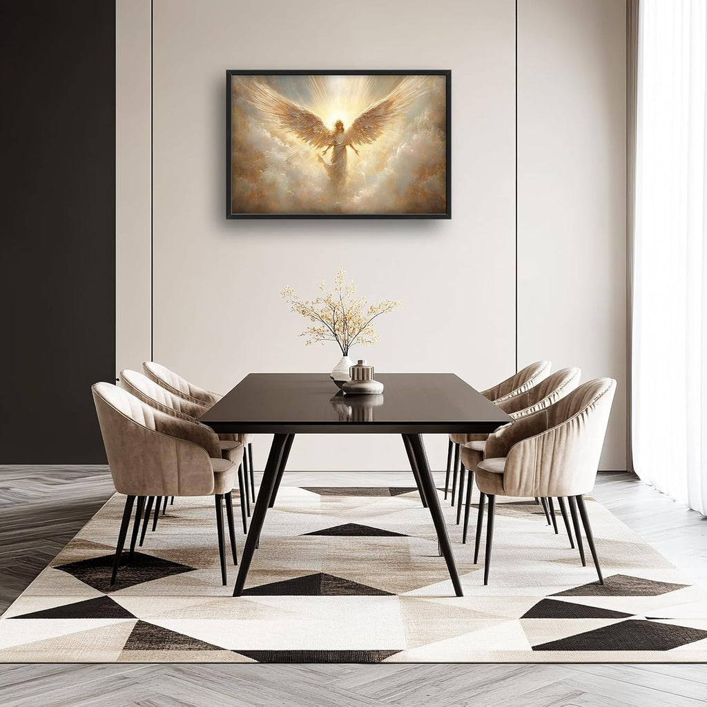Large Angel Wall Art for Living Room, Framed Oversized Angel Wing Wall Decor Fantasy Sky Clouds Canvas Painting Modern Artwork for Living Room Bathroom Bedroom Office Dining Room 36"x24"