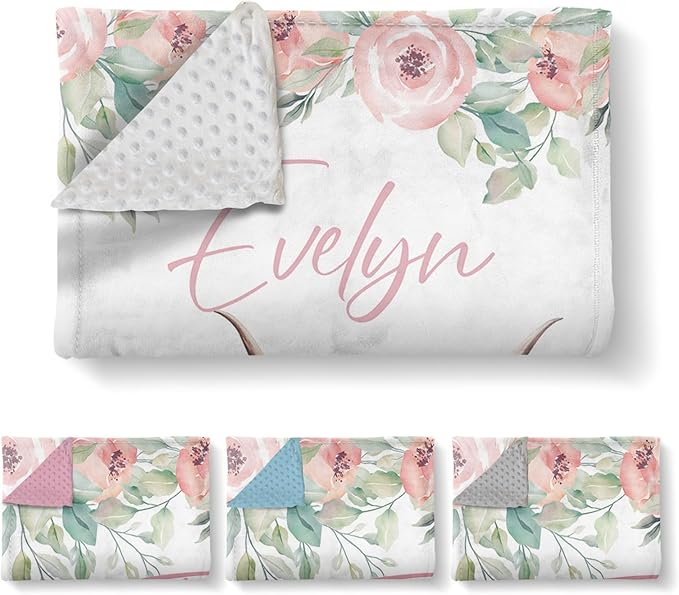 Personalized Baby Blanket for Boys, Custom Name Blanket for Girl Newborn Mom, Soft Flannel with Double Layer Dotted Backing, Gifts for Baby Shower Christmas Birthday, Highland Cow(60" x80)