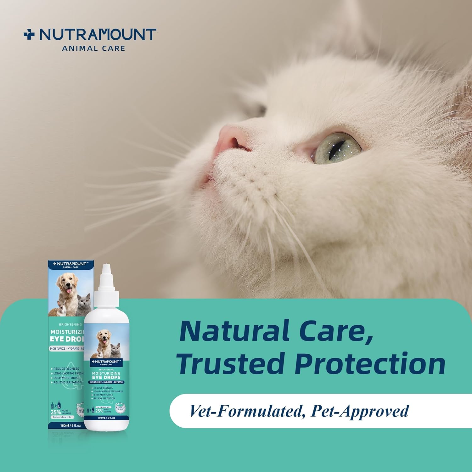 Moisturizing Eye Drops for Dogs, Cats, and Livestock 150ML/5 fl. oz Dry Eye Solution Twin Bottle Set