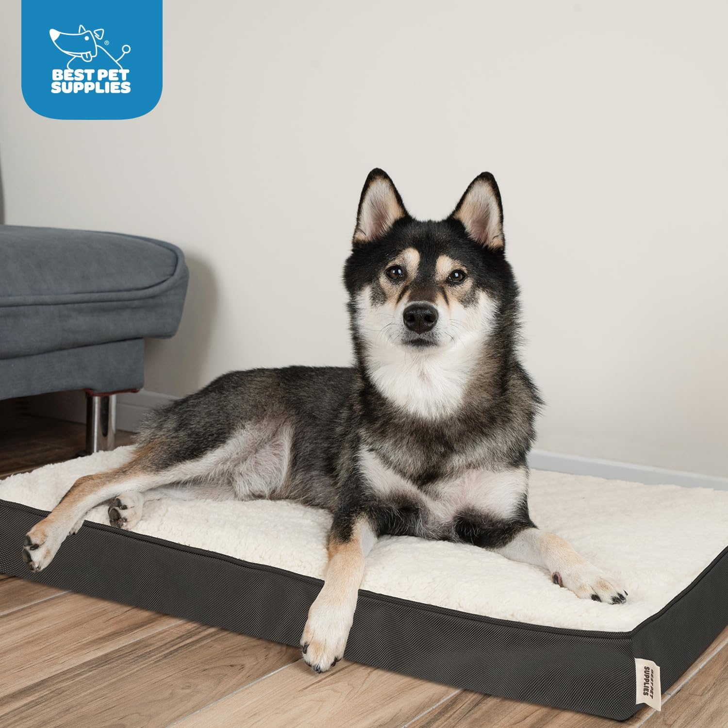 Best Pet Supplies Cute Dog Crate Mat Flat Bed with Waterproof Exterior, Thick Orthopedic Egg Foam Mattress, and Soft Sherpa Fleece Cover for Small, Medium, and Large Breeds - Brown, 24X16X3