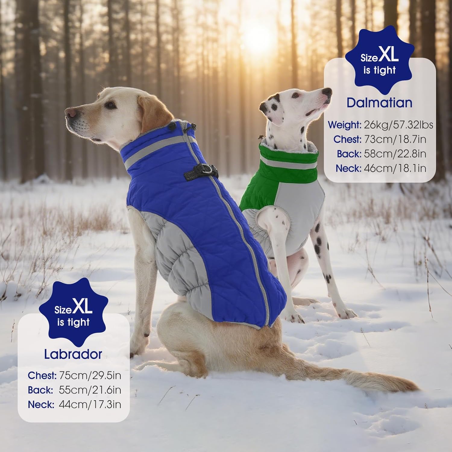 FUAMEY Dog Coat for Large Dogs,Waterproof Dog Winter Jacket with Harness Built in Puppy Cold Weather Coats Reflective Pet Vest with Zipper Warm Fleece Dogs Snowsuit Windproof Blue L