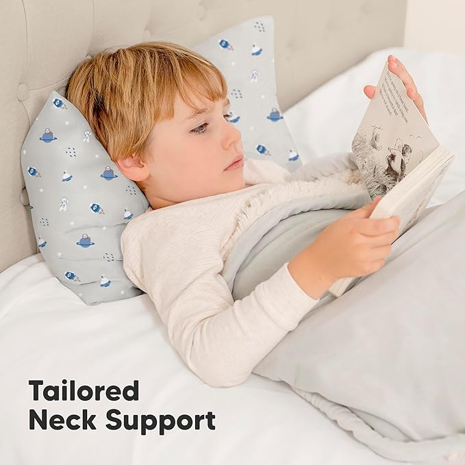 Toddler Pillow with Pillowcase - 13x18 My Little Dreamy Kids Travel Bed Pillows for Sleeping, Organic Cotton Small Pillowcase, Soft & Breathable, Machine Washable, Toddlers 2-5 Years Old (Cosmo)