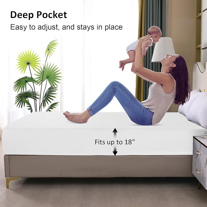 Waterproof Mattress Protector Queen, Fitted Sheet Style Breathable Mattress - Image 4