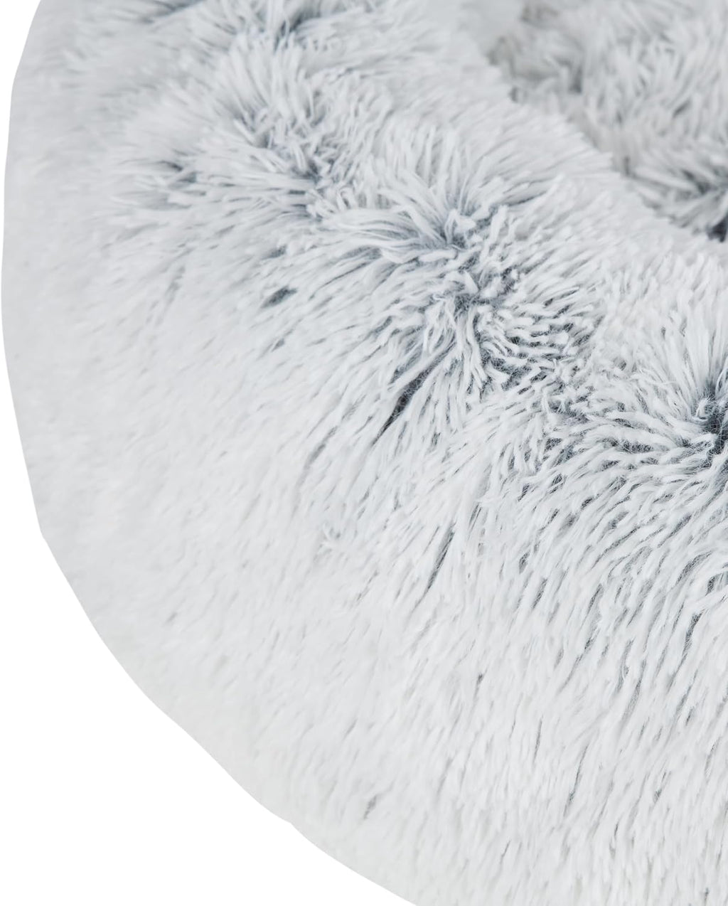 Best Pet Supplies Round Donut Dog Bed with Plush Faux Fur Fabric, Calming, Anti-Anxiety Cushion for Indoor Pets, Slip-Resistant Base, Soft Ergonomic Support - Light Warm Gray, 24x24x7''