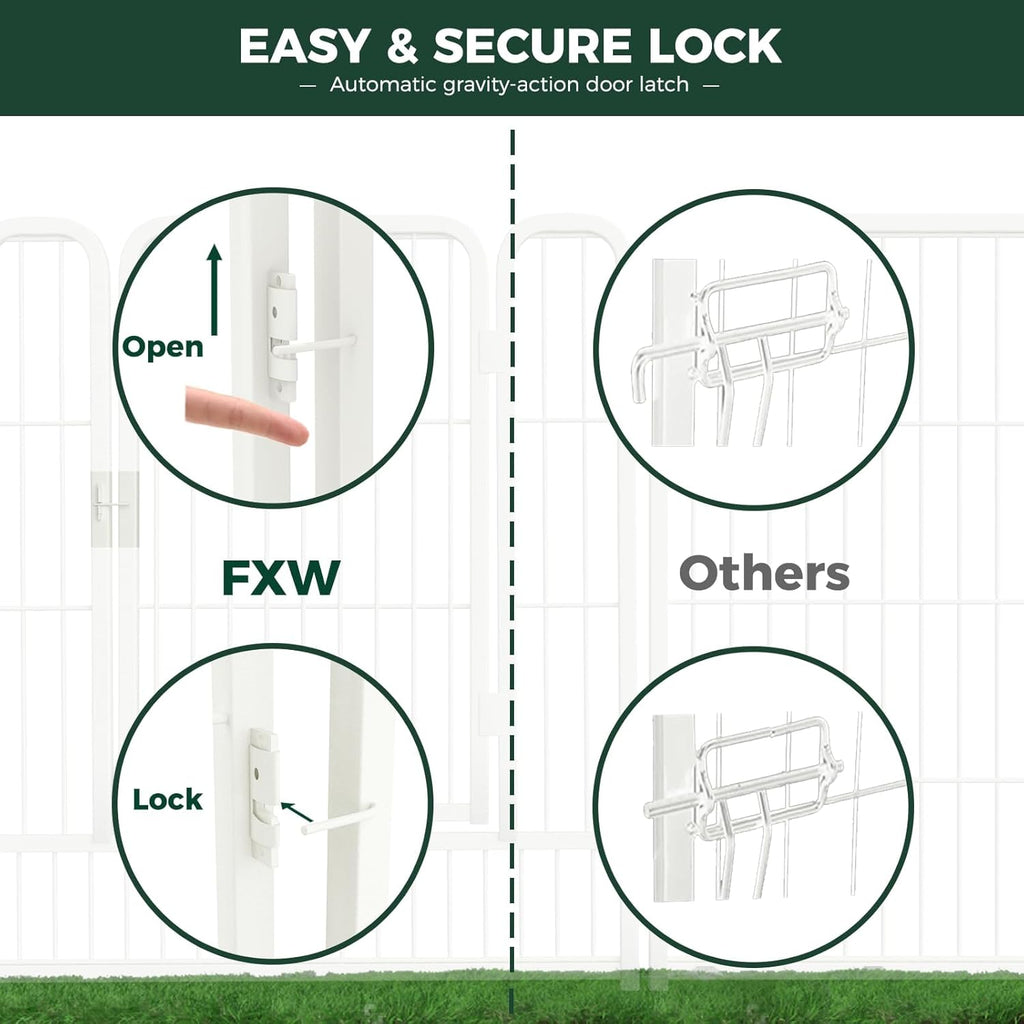 FXW Rollick Unleashed Dog Playpen for Indoor, Yard, RV Camping, 32 inch 8 Panels for Small and Medium Dogs, White│Patented