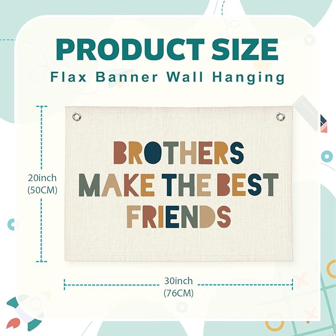 Lacama Brothers Make The Best Friends Linen Hanging Banner Flag Neutral Wall Sign Decor Gift for Nursery Bedroom Playroom Game Room Baby Kids Girl Boy Girl Teen Birthday Christmas Gift,30x20 in
