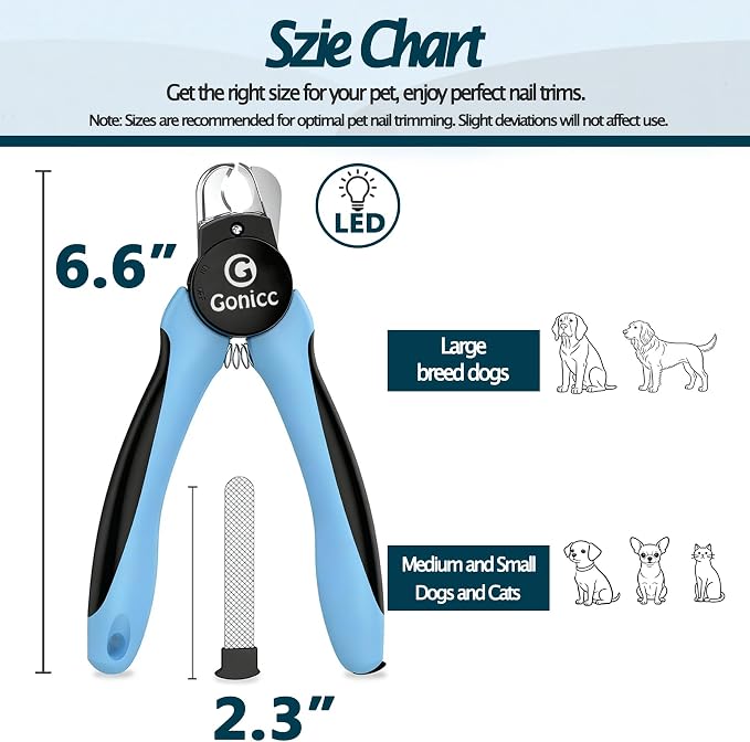 gonicc LED Pet Nail Clippers for Dogs & Cats, Light-Up Dog Nail Trimmer - Image 6