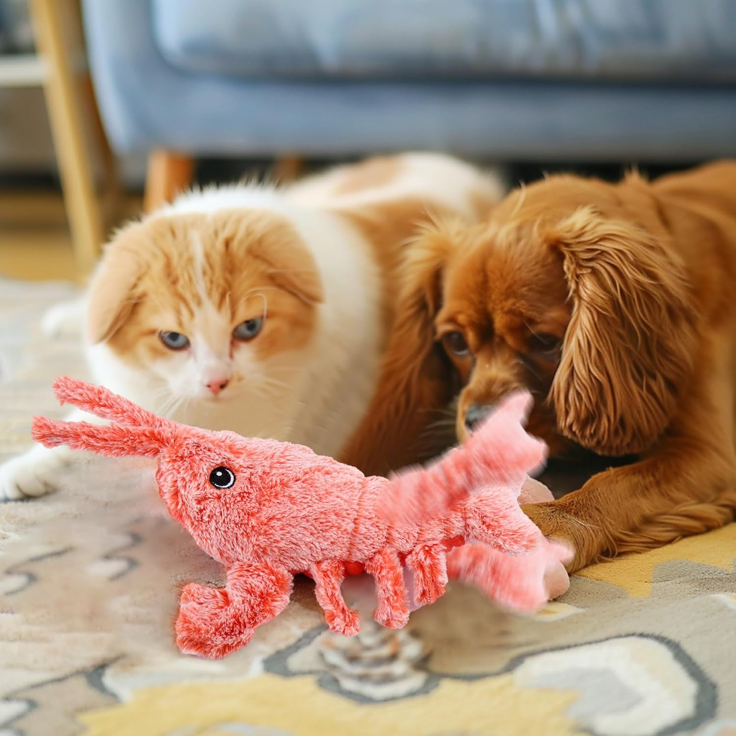 Mity rain Interactive Dog Toys - Wiggly Lobster for Small Medium Large Dogs, Moving Pet Toy to Keep Them Busy for Boredom, Floppy Smart Motion Activate Enrichment, Rechargeable