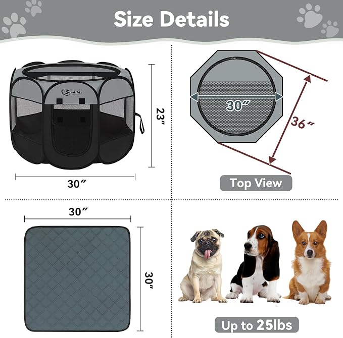 Siedihit Playpen for Middle Dog Cat, Dogs Tent Crate Cage Indoor/Outdoor - Image 7