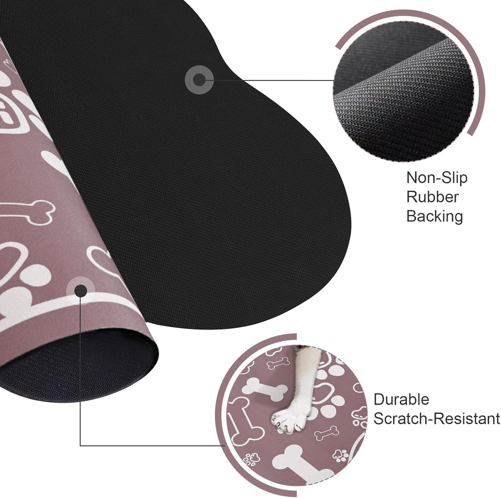 Dog Cat Mat for Food and Water,Rapid Absorbent Pet Feeding Mat, Bone Shaped Dog Placemat Bowl Mat with Rubber Backing,No Stains Pet Food Mats Indoor, Pet Accessories Supplies,Brown 16"×24"