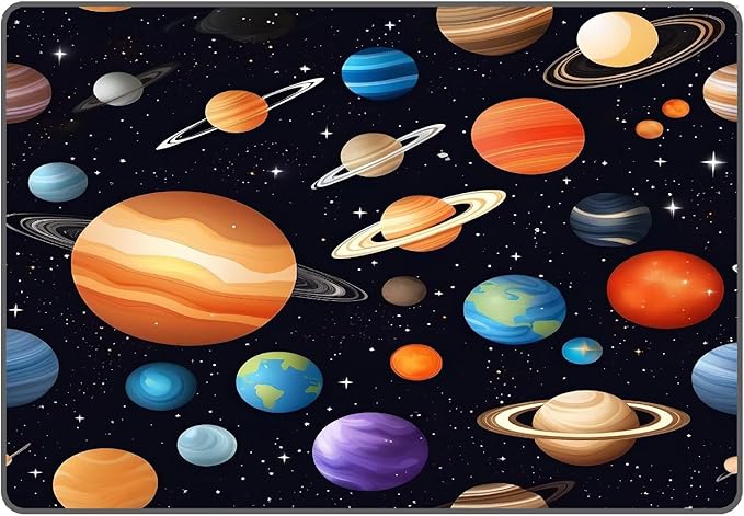 5' x 7' Space Rug for Kids Bedroom Cartoon Planet Stars Rugs Galaxy Carpet Printed Throw Rugs for Boys Children Living Room,150x210cm