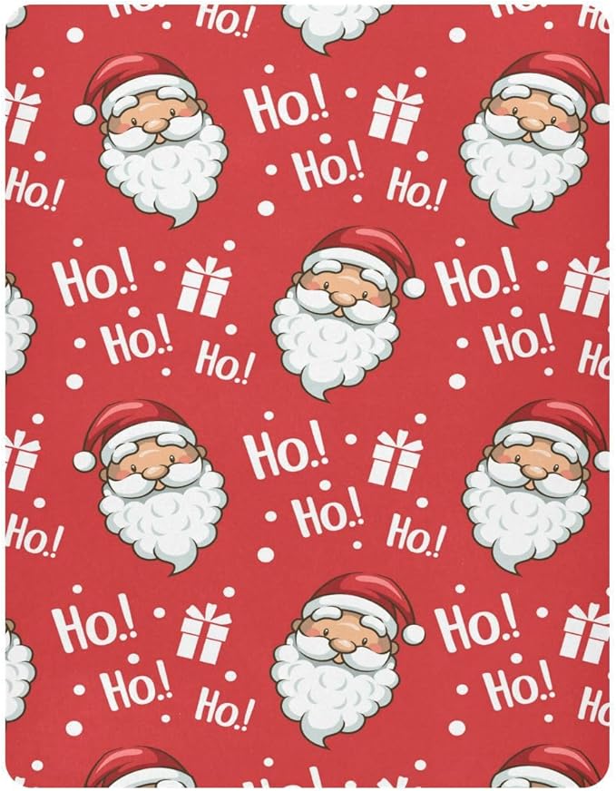 Christmas Santa Hohoho Crib Sheets Soft Breathable Fitted Baby Playard Sheets Mattress Cover for Girl Boy, 39" x 27" x 5"