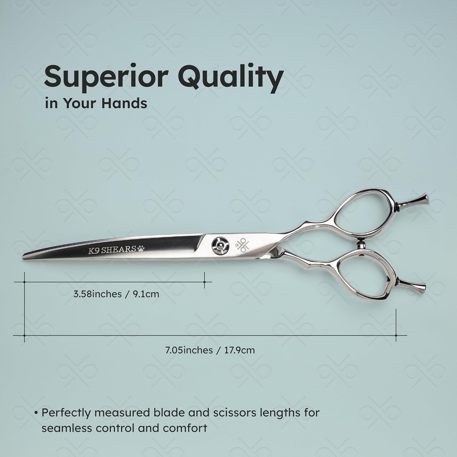 7” Curved Dog Grooming Scissors｜VG10 Japanese Steel Professional Pet Grooming Shears for Cats & Dogs｜Face, Paws, Ears & Tail Precision Trimming｜Lightweight Ergonomic Handcrafted Design｜K9 Shears