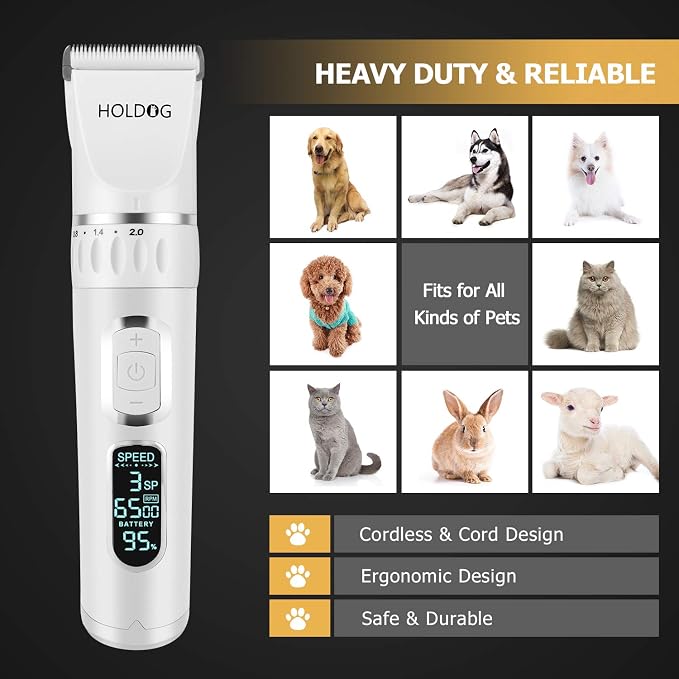 Dog Clippers Professional Heavy Duty Dog Grooming Clipper 3-Speed Low Noise - Image 3