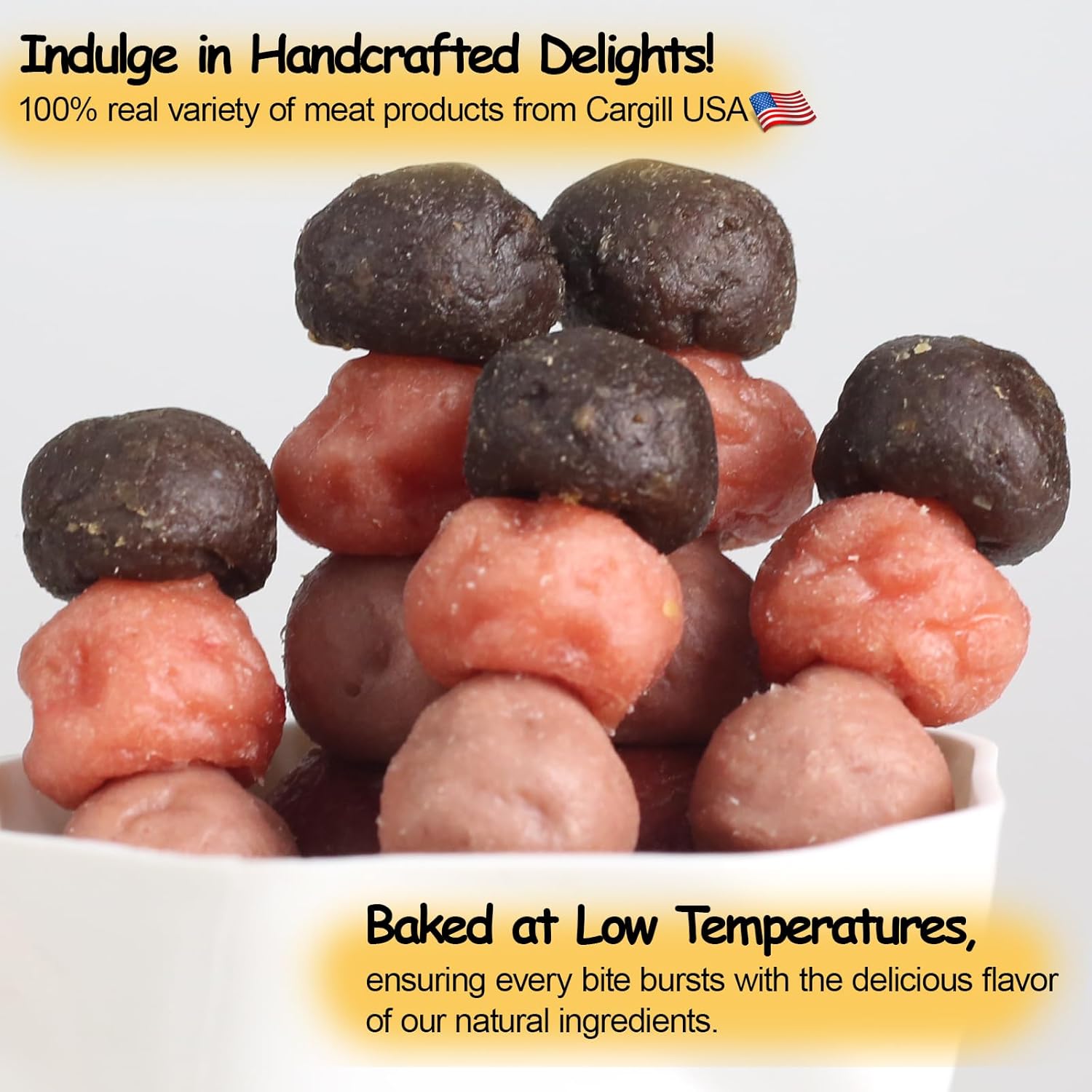 ASMPET Dog Treats Chews, Multi-Flavor Dog Kabob Snacks, Made with Chicken, Duck, Salmon, Rabbit and Beef, Rawhide Sticks for Dogs