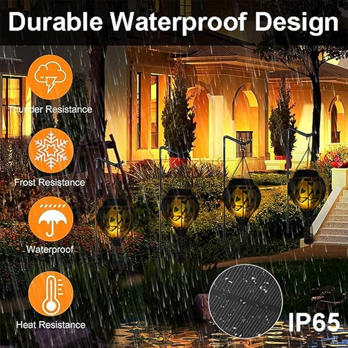 Hot Air Balloon Solar Lantern, Glass Hanging Solar Lantern with Flickering Flame Lights for Outdoor Garden Decoration (Butterfly 2PC)