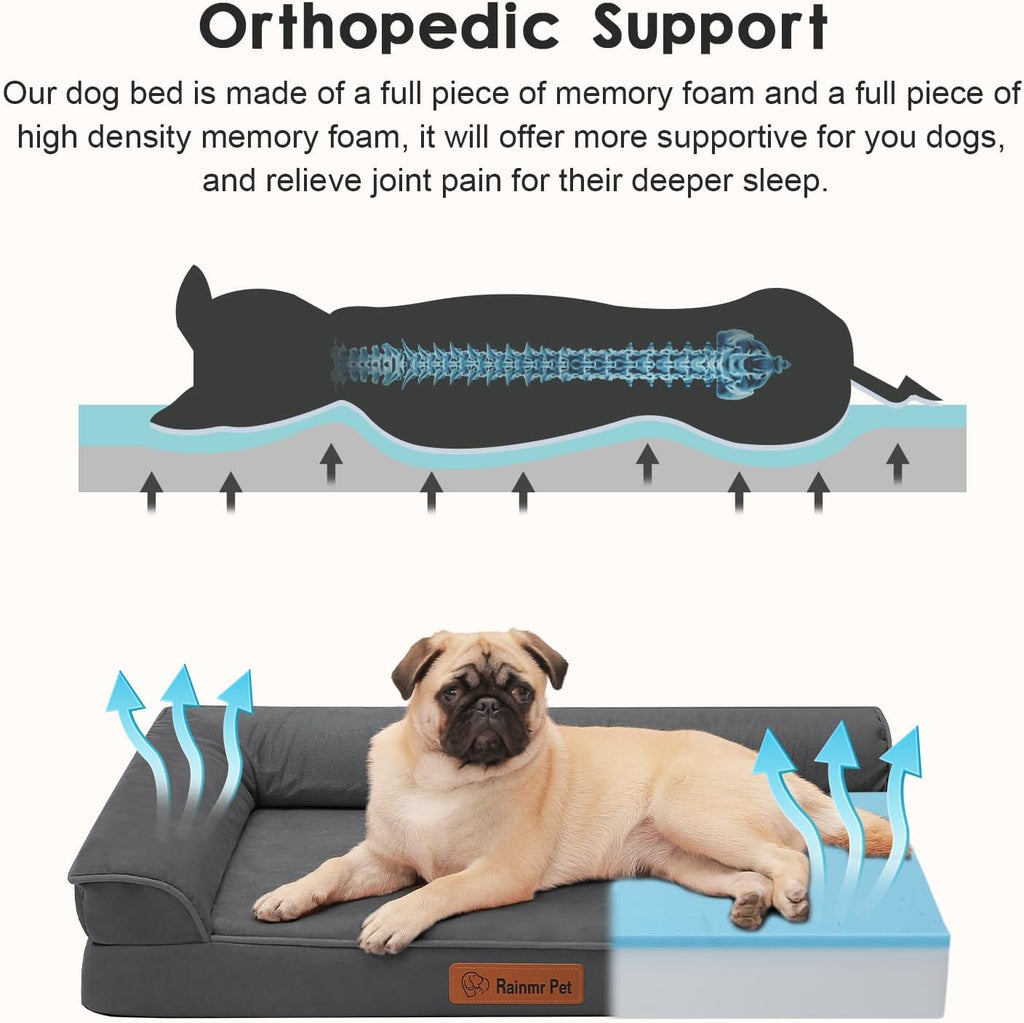 Upgraded Small Dog Bed, 3" Memory Foam with Waterproof Liner, Chew Resistant Microsuede Cover, Removable and Washable, for Indoor, Outdoor, and Car Use, Nonskid Base, 30x20 Inches S Dark Grey