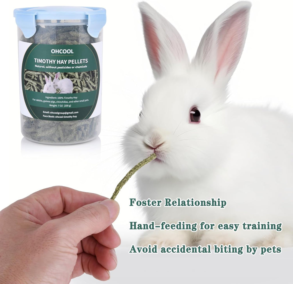 Timothy Hay Pellets 28oz (4 * 7 oz) - 100% Timothy Premium Nutrition Pellet for Tortoise, Rabbits 28 oz