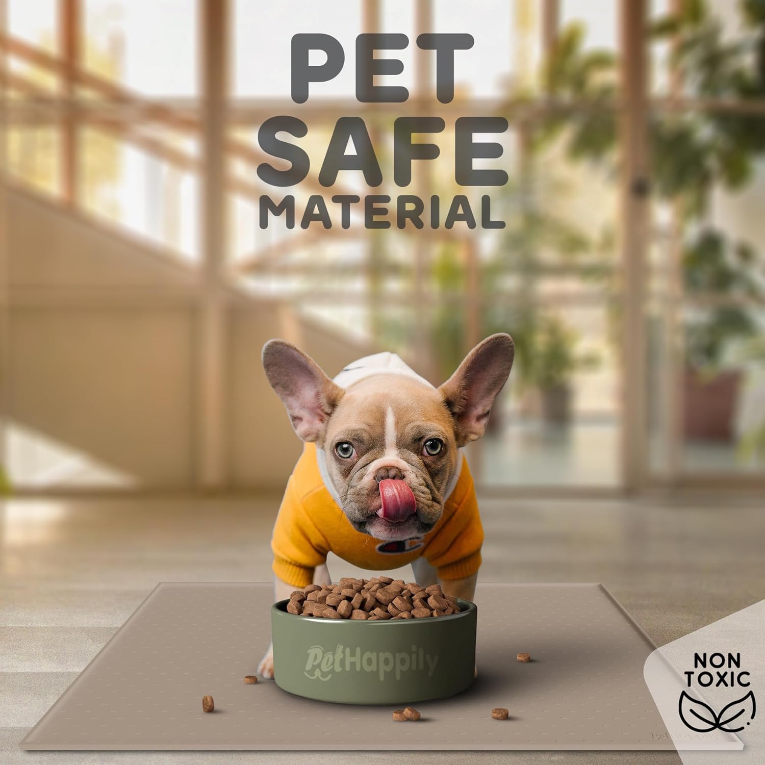 Dog Food Mat - Raised Edges Dogs Mat for Food and Water Prevent Spill, Waterproof Cat Food Mats Protect Floors, Easy Clean Dog Bowl Mats for Food and Water, Silicone Pet Food Tray